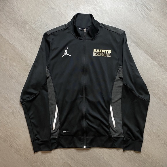Air Jordan Dri Fit Full Zip Sports Basketball Jacket Men's Sz M Black Jumpman - Picture 1 of 8